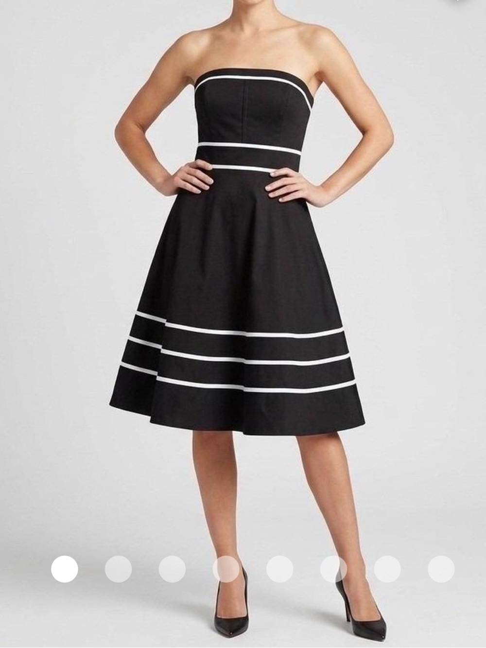 White House Black Market Black Midi Dress with White Stripes 00